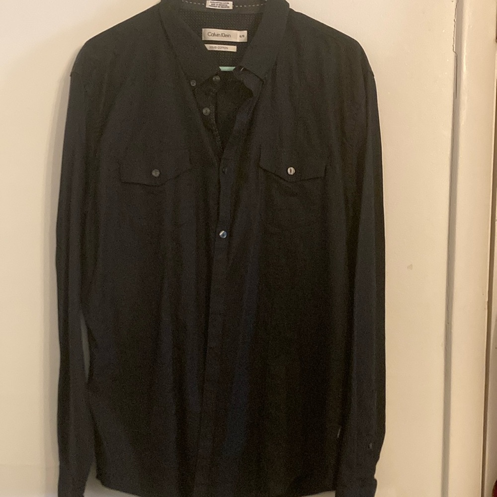 Calvin Klein Liquid Cotton Purple Long Sleeve Button Shirt Mens Size XL